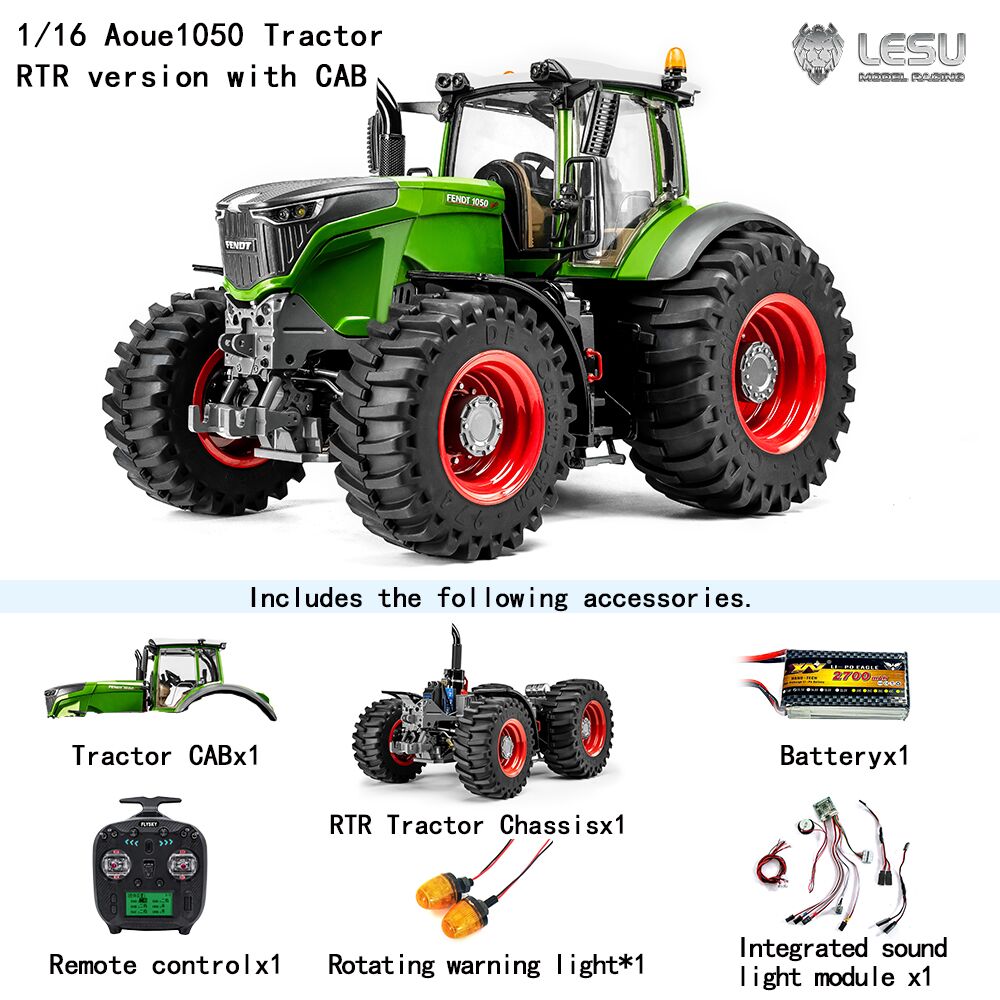 LESU 1/16 4X4 Fendt Metal Chassis RC Tractors RTR Radio Controlled Car Differential Lock Hobby Model FrSky ST8 ESC Servo DIY