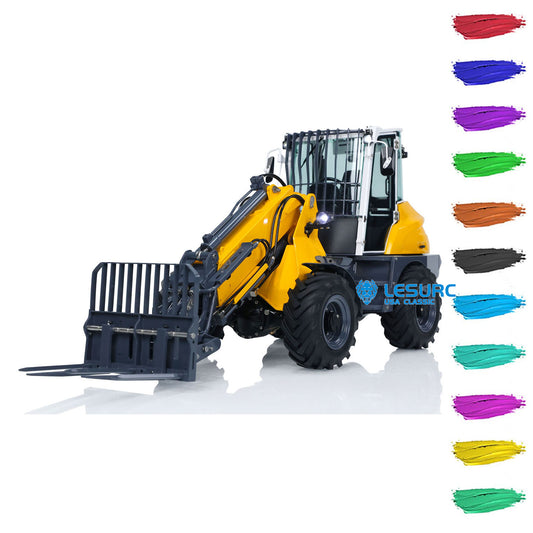 LESU AT1050 1:14 RC Hydraulic Fork Truck Metal Radio Control Telescopic Arm Loader Car Models Engineering Vehicle Light Sound