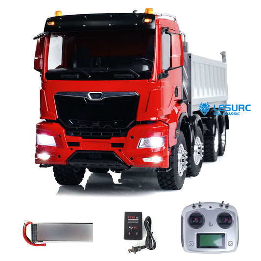 LESU 1/14 RC Hydraulic Dump Truck 8X8 Metal Chassis Customized Car Sound Lights Smoke I6S Controller