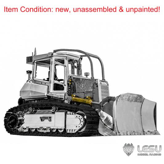 LESU 1:14 RC Hydraulic Bulldozer Aoue 850K Black Track Metal Radio Control Dozer KIT Version Light Sound System