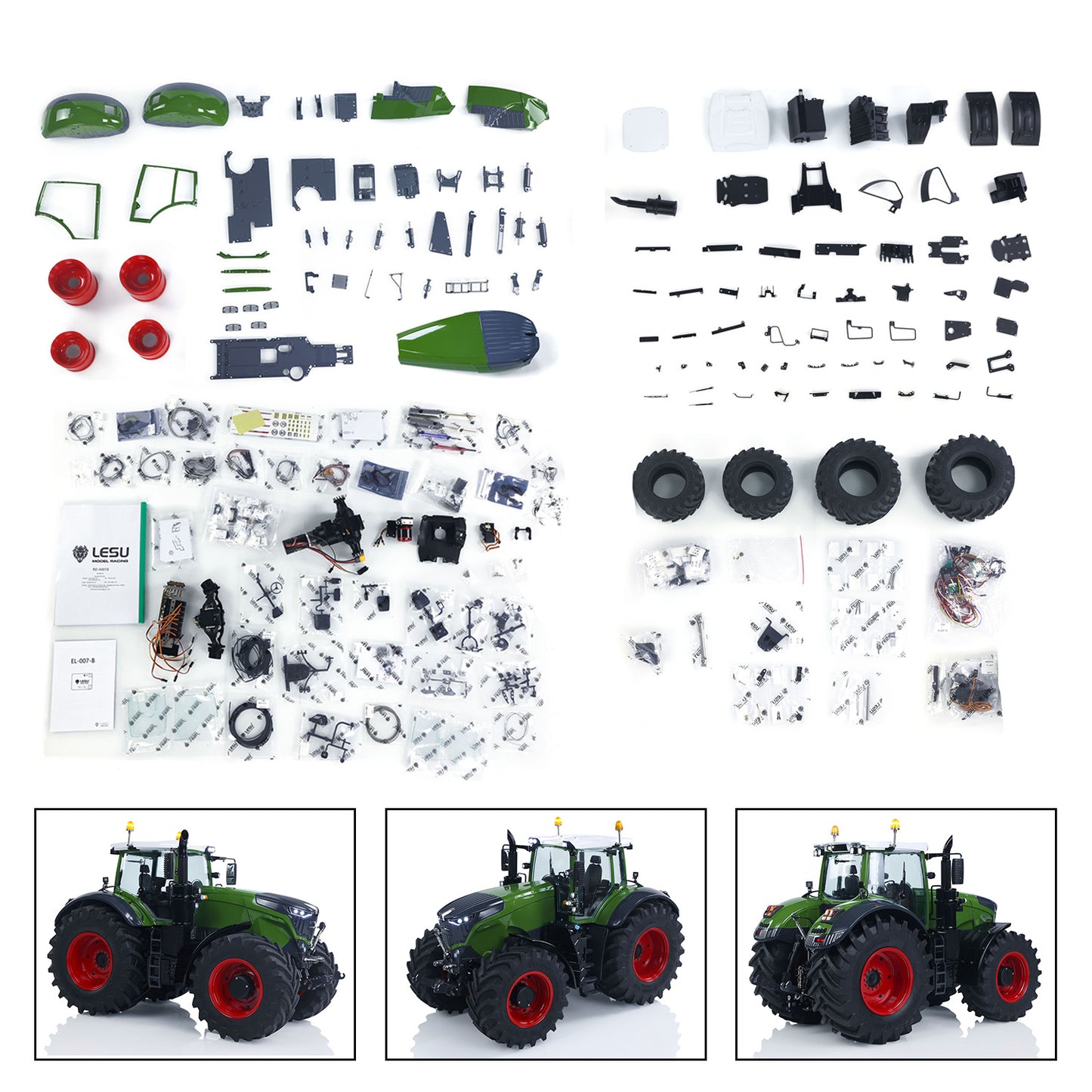 IN Stock LESU Metal 1/14 RC Tractor Truck AOUE 1050 4x4 Hydraulic Farm vehicle K500 Seedbed Pre-sowing Soil Preparation Planter Plough Light Sound