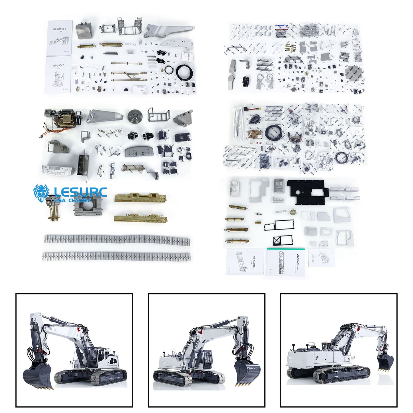 LESU Metal 1/14 RC Full Hydraulic Excavator LR960 KIT DIY Digging Arm Digger Engineering Vehicle Machinery Model Unpainted