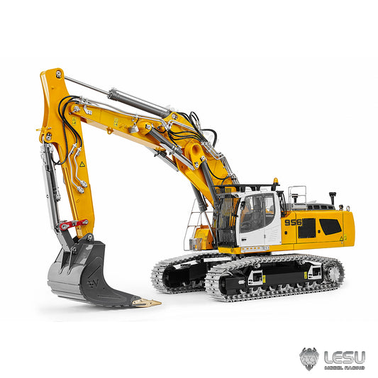 LESU 1/14 RC Hydraulic Excavator LR956 Metal 3 Arms Remote Control Digger Model 4+3CH Valve Dual Pumps Light Flysky PL18EV LITE