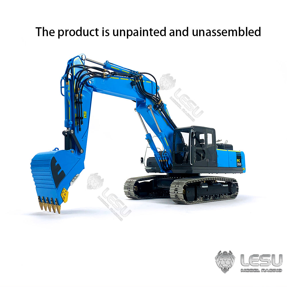 LESU 1/14 RC Hydraulic Unpainted Excavators 3 Arms Digger Model PC360 Electric Kits W/ Light Motor Servo Upgrade Accessories