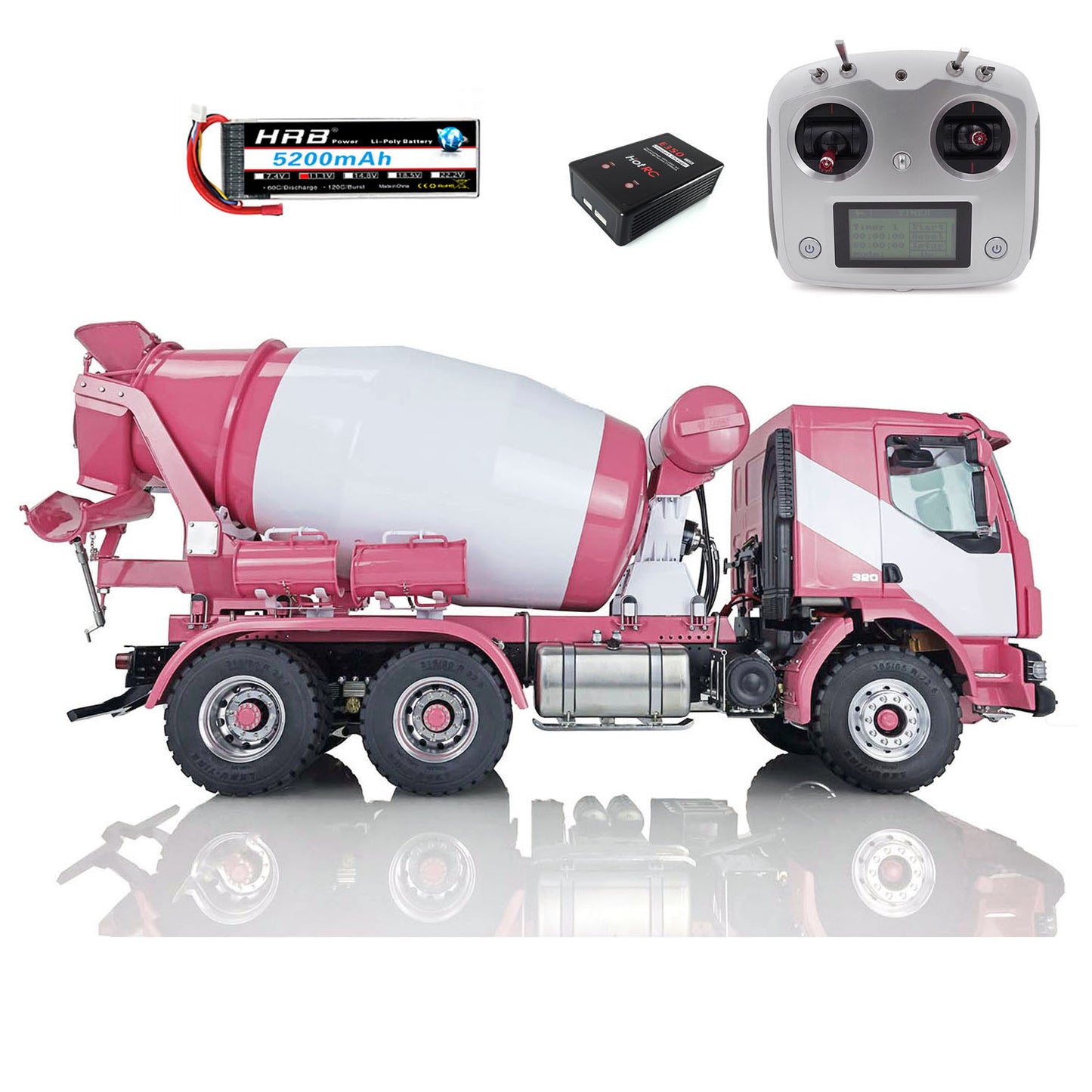 LESU 1/14 6x6 Metal RC Concrete Car Mixer Truck Battery Radio RTR of Construction Vehicle Model W/ I6S Radio Motor Servo Battery