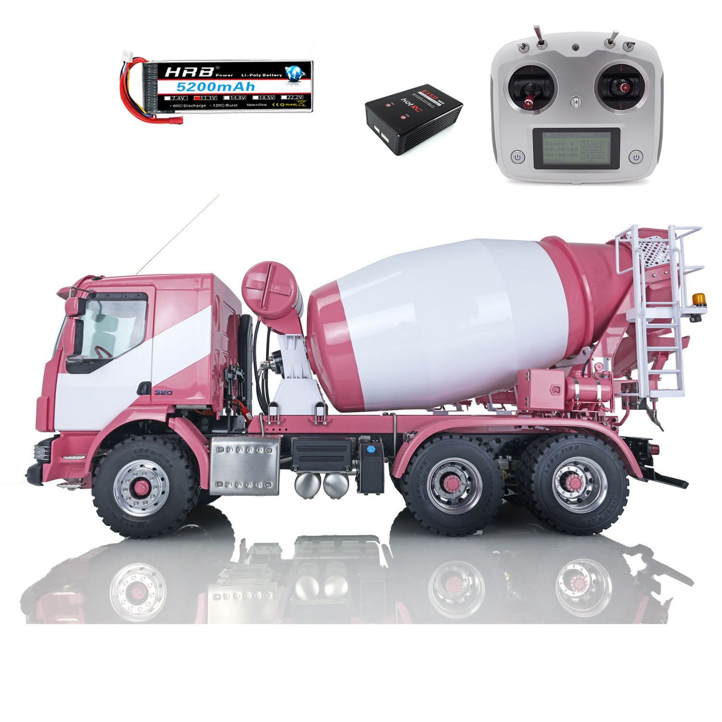 LESU 1/14 6x6 Metal RC Concrete Car Mixer Truck Battery Radio RTR of Construction Vehicle Model W/ I6S Radio Motor Servo Battery