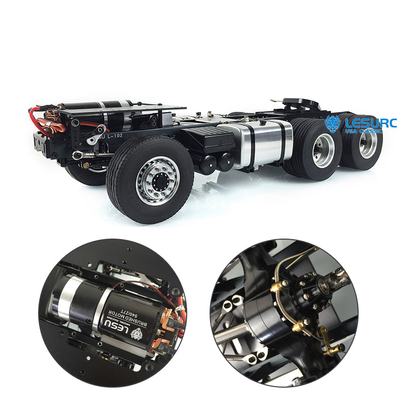 LESU 6x6 Metal 3Axles RC Chassis with 2-Speed Transmission Lock Differential Servo for 1/14 RC Tractor Truck Upgrade