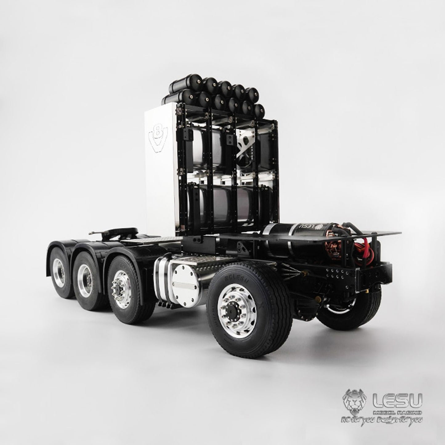 LESU 8x8 Aluminum Alloy Heavy-Duty Chassis with 2Speed Transmission 540 Brushed Motor SAVOX Servo for 1/14 RC Tractor Truck DIY Builds
