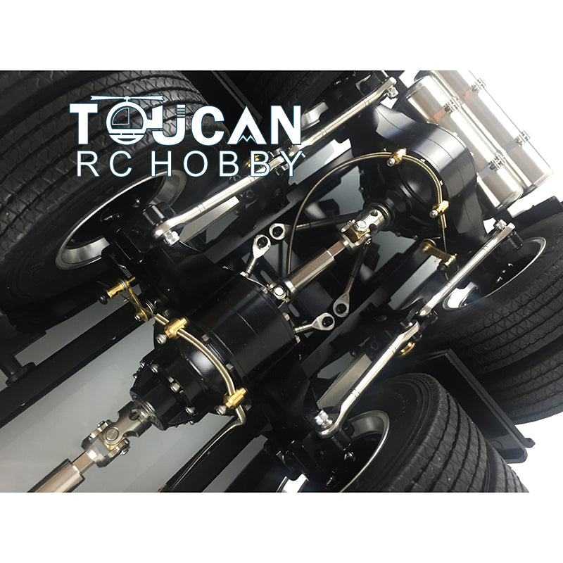 LESU 1/14 6x6 Metal Chassis 3Speed Gearbox 27T Motor Axle Lock for 3363 1851 RC Tractor Truck Model W/O ESC Toolbox Light