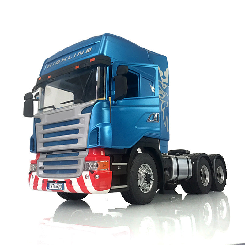 1/14 RC LESU 6*6 Radio Controlled Tractor Truck Metal Chassis Light Sound System Painted Cabin High Roof RC Construction Truck