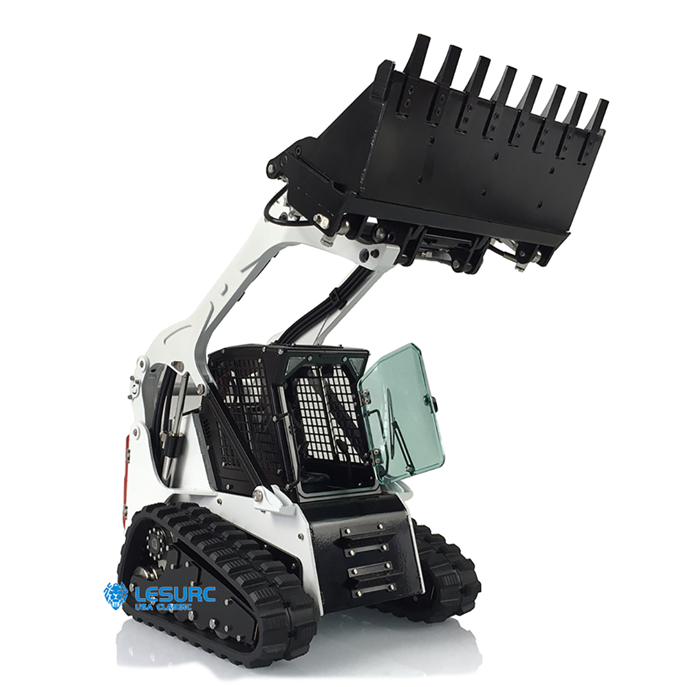 In Stock LESU 1/14 Aoue-LT5 Tracked Skid-Steer Loader Metal RC Hydraulic Loader RTR Model Lights Radio Battery Construction Vehicle