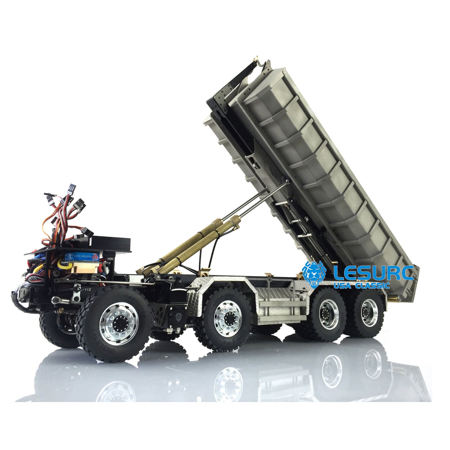 LESU 1/14 TGS 8*8 Hydraulic Dumper for Remote Controlled Truck Roll On/Off Tipper W/ Sound Light System Motor Servo