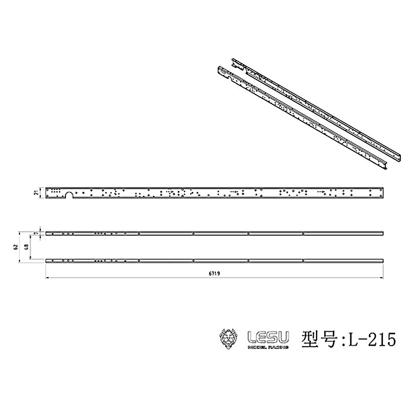 1/14 Scale Metal Chassis Rail Upgraded Parts Suitable for RC LESU 8*8 6*6 6*4 Radio Controlled Tractor Truck Model Cars