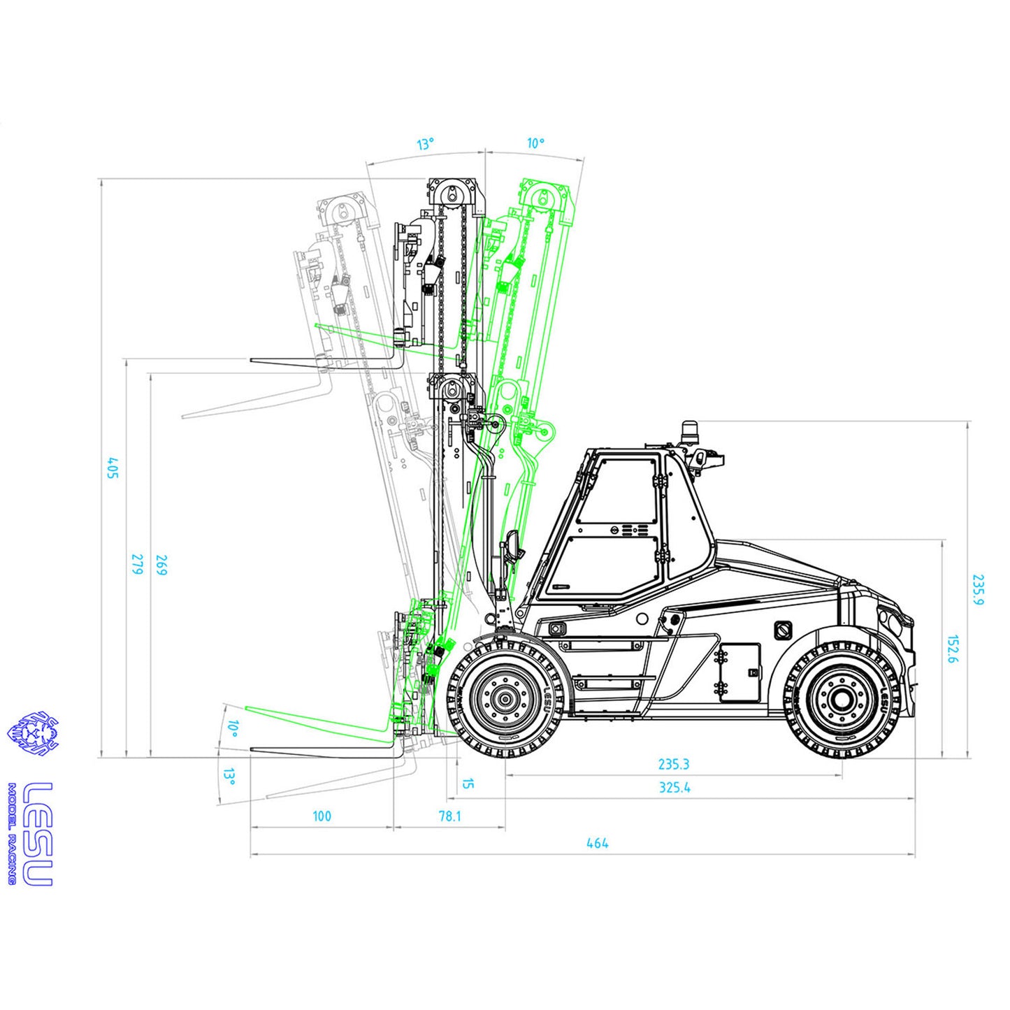 1/14 LESU RC RTR Hydraulic Painting Forklift Remote Control Model Aoue-LD160S W/ Motor ESC Light Sound Battery Charger ST8 Radio