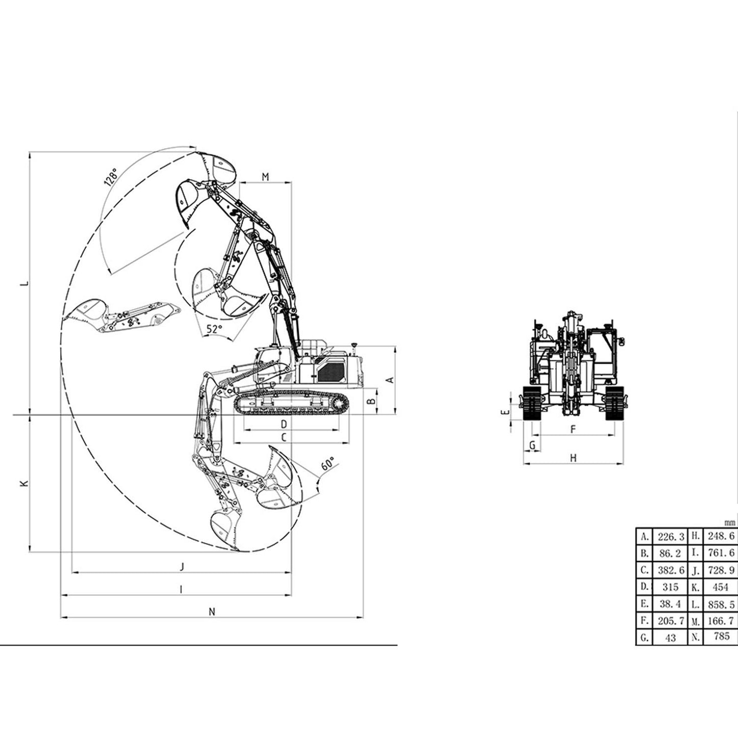 LESU Aoue-LR945 1/14 Metal 3Arms RC Hydraulic Excavator B0017 with 7 Ways Valves Light System for Digger Scale Model Builders
