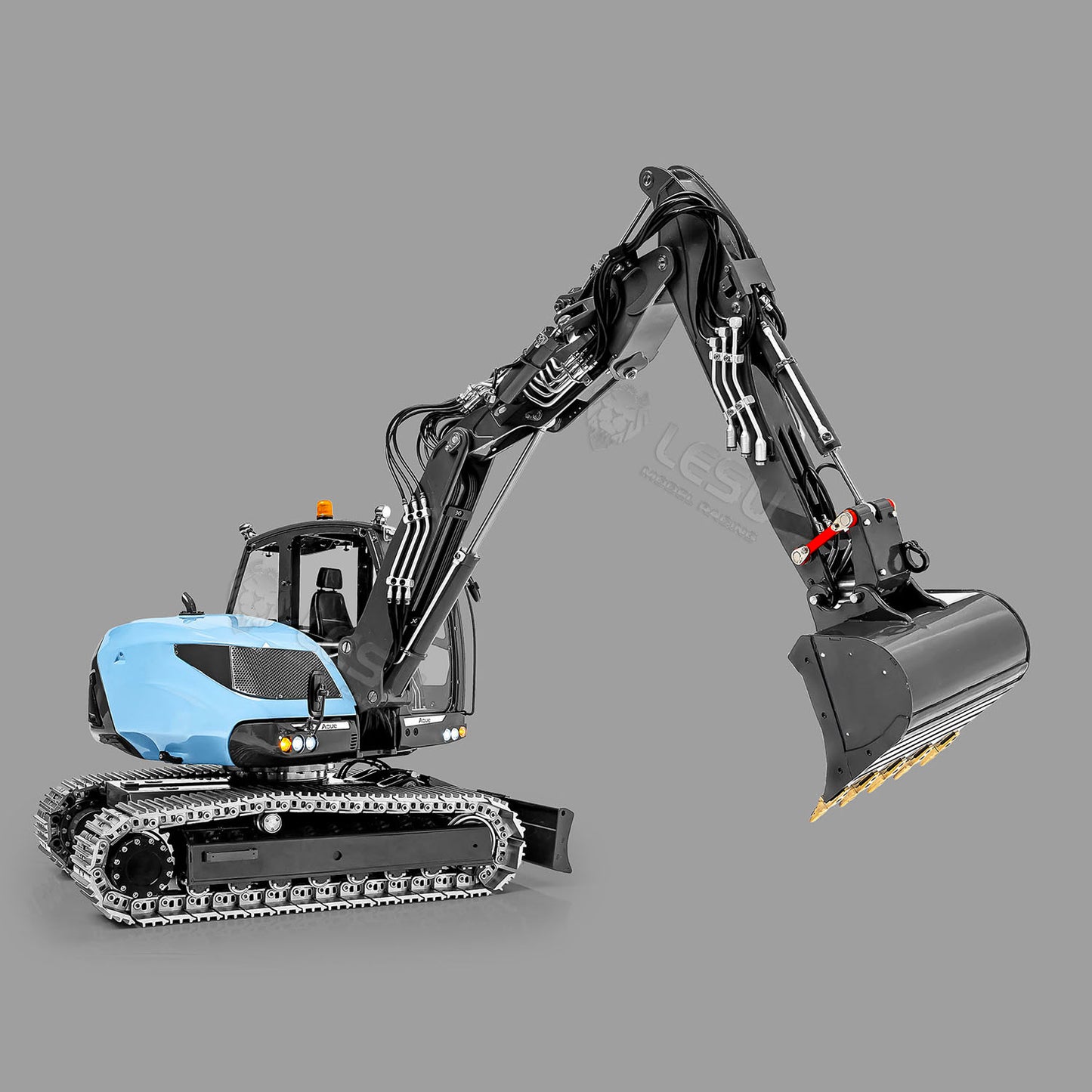 Metal LESU 1/14 Hydraulic RC Excavator MC15 4 Arms Construction Vehicle 9 Ways Valve Dual Pumps Light Sound ST8 Radio System