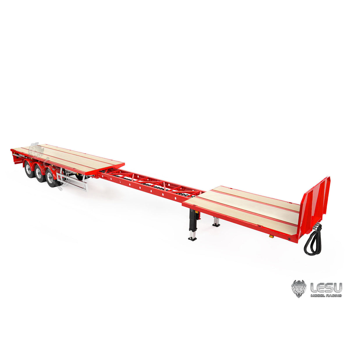 LESU A0050 Metal 3Axles Manual Support Legs Extendable Flatbed Semi Trailer for 1/14 Remote Control Tractor Truck RC Loader DIY Model