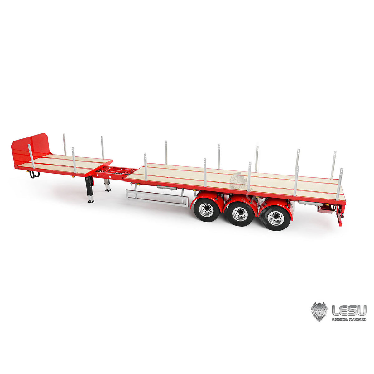LESU A0050 Metal 3Axles Manual Support Legs Extendable Flatbed Semi Trailer for 1/14 Remote Control Tractor Truck RC Loader DIY Model
