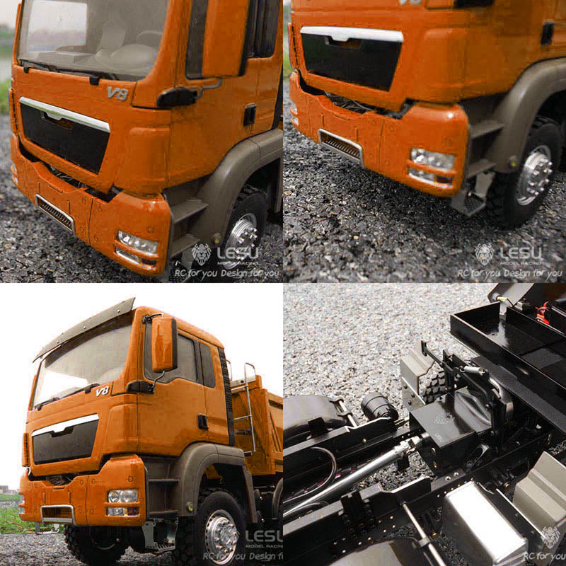 In Stock LESU 1/14 8*8 Hydraulic Painted RC Dumper Tipper For Truck Bucket Model W/ Motor ESC Servo Light Sound W/O Battery