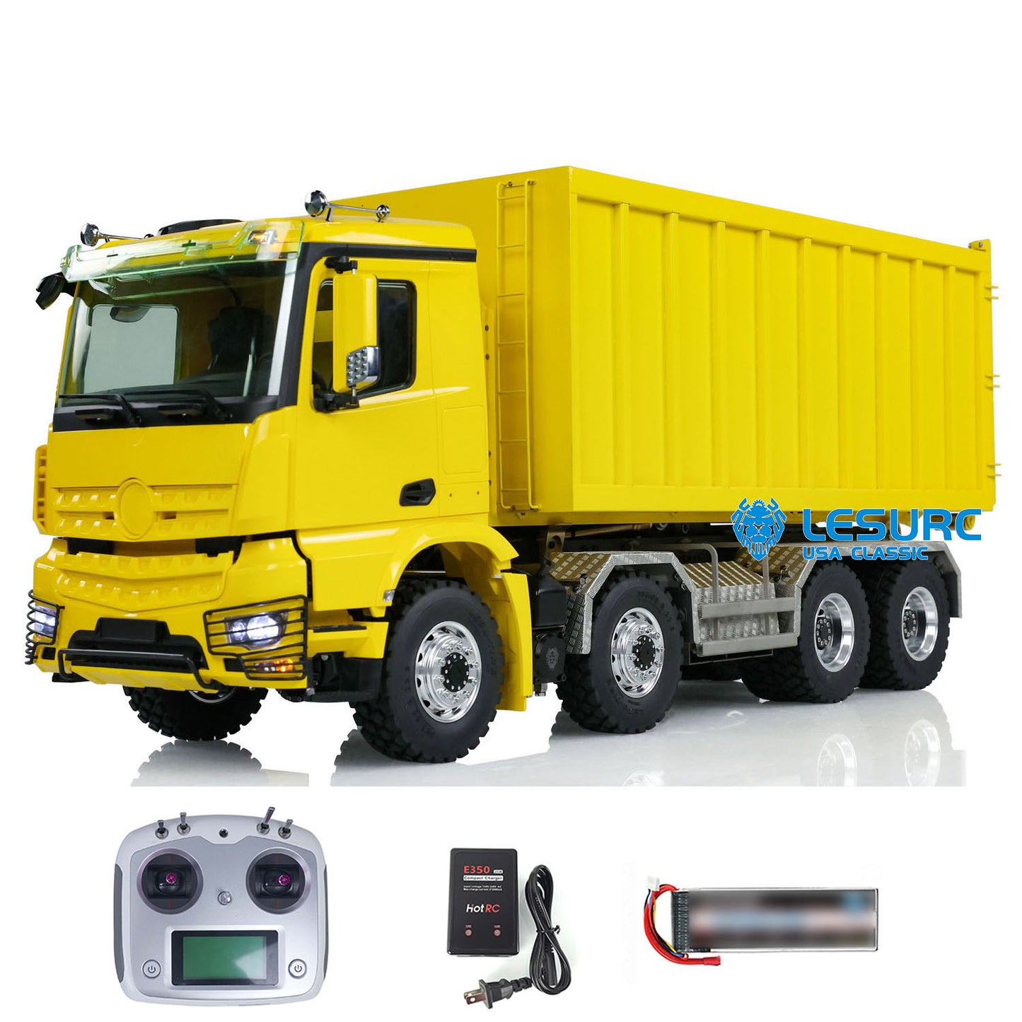 LESU K3363 Cabin 1/14 Metal 8x8 RC Hydraulic Dump Truck with 2 Speed Transmission FlySky I6S Radio System for Remote Control Construction Enthusiast