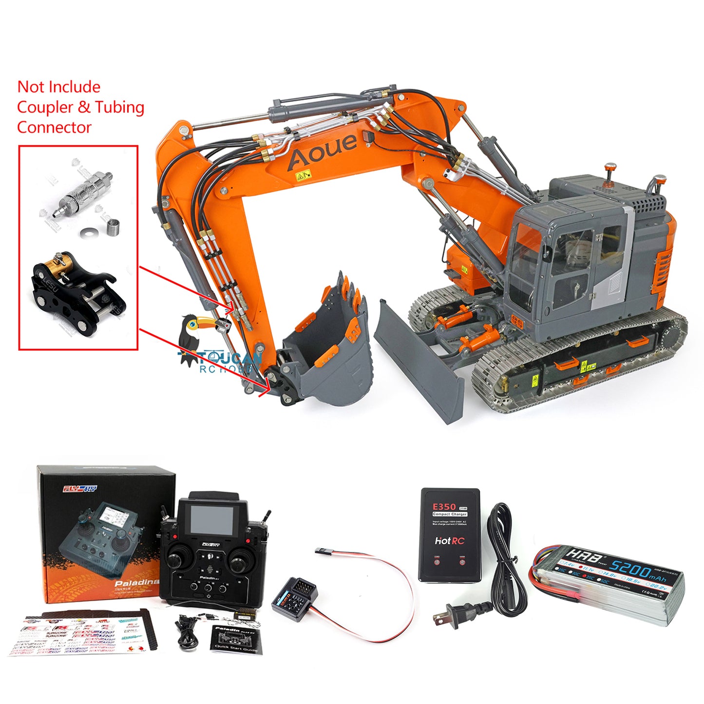 LESU 1/14 Metal RC Hydraulic Excavator Tracked 3 Arms Aoue ET26L With PL18EV Radio System GPS Assembled Diggers Vehicle Model