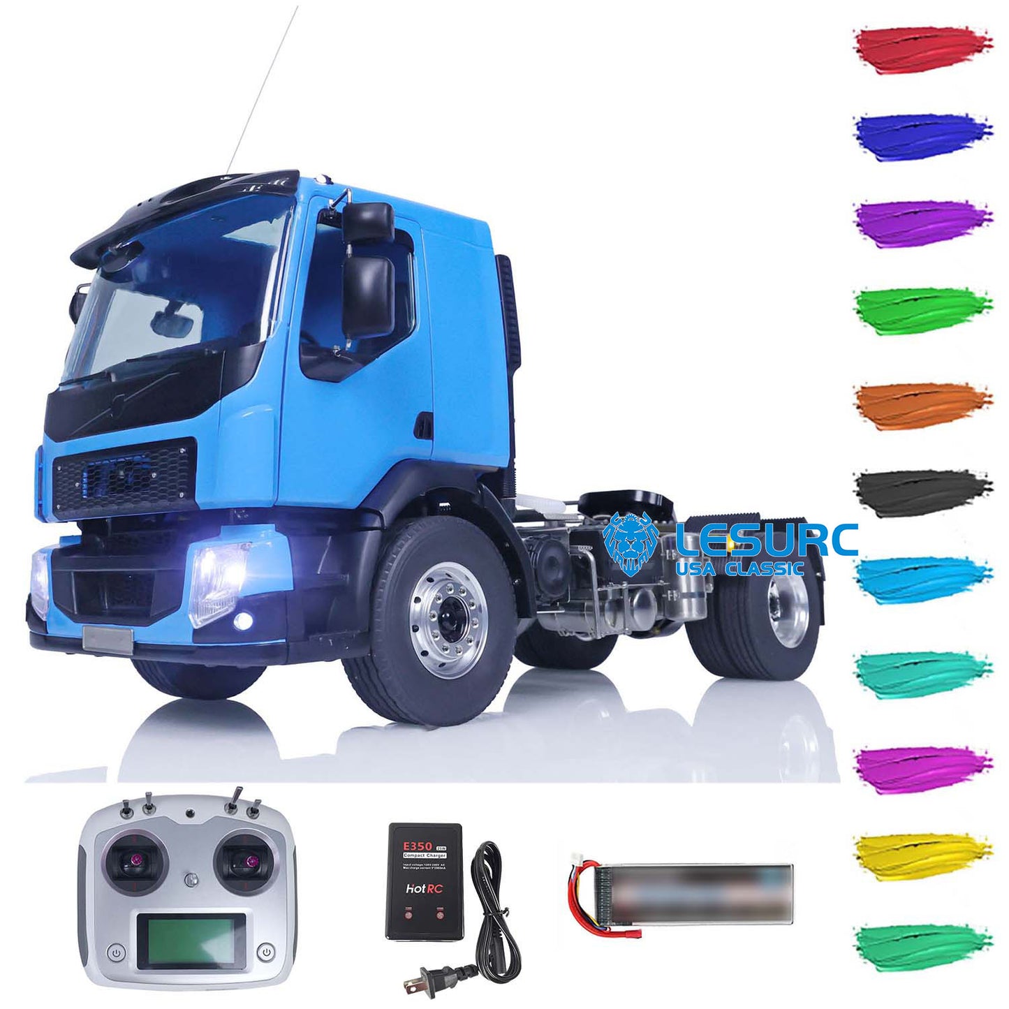 LESU 4x4 RC Tractor Truck 1/14 RTR Painted Assembled Radio Controlled Car Light Battery Metal Chassis ESC Motor