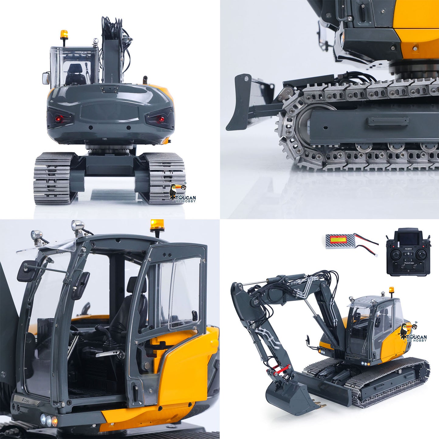 LESU 1/14 Metal RC Hydraulic Excavator MC15 RTR 4Arms Remote Control Digger 15MC 9 Valves Dual Pumps Light Sound PL18EV Lite