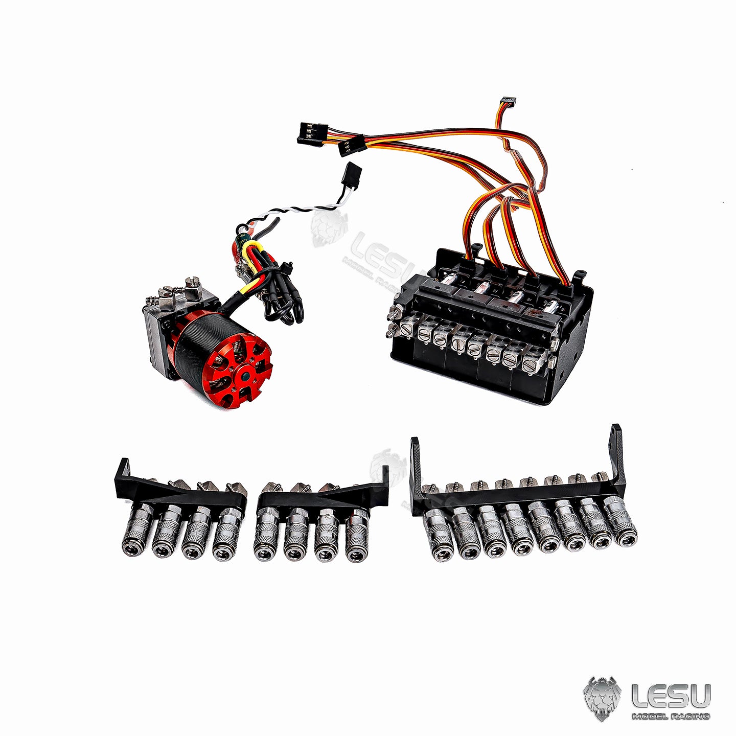 Metal Chassis Front Rear Axle Sway Bar Hydraulic Upgrade Kit Light System for LESU 1/14 RC Metal Light Truck U4023 AWD Off Road Model Car