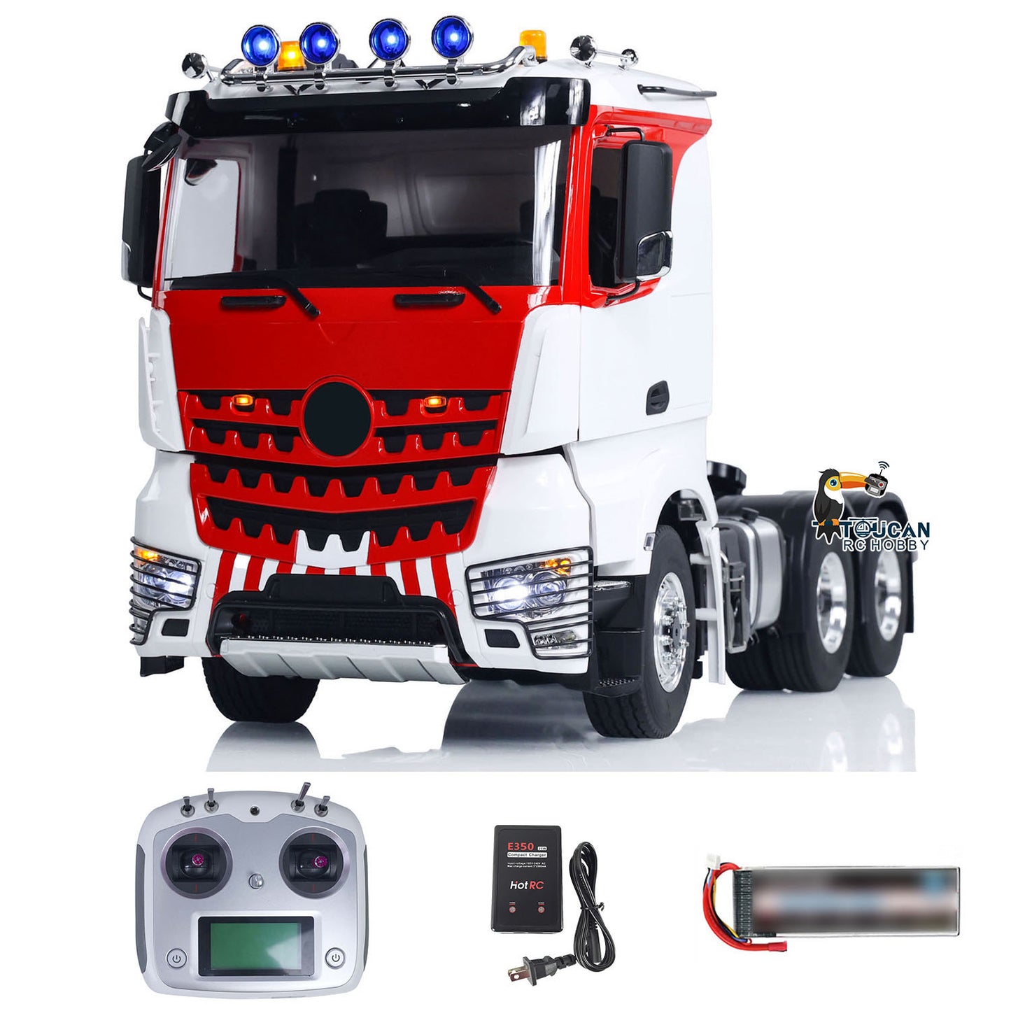 LESU 1/14 6x6 RC Tractor Truck Radio Controlled Car Painted Assembled Hobby Model Metal Chassis 2-Speed Gearbox Smoke Unit