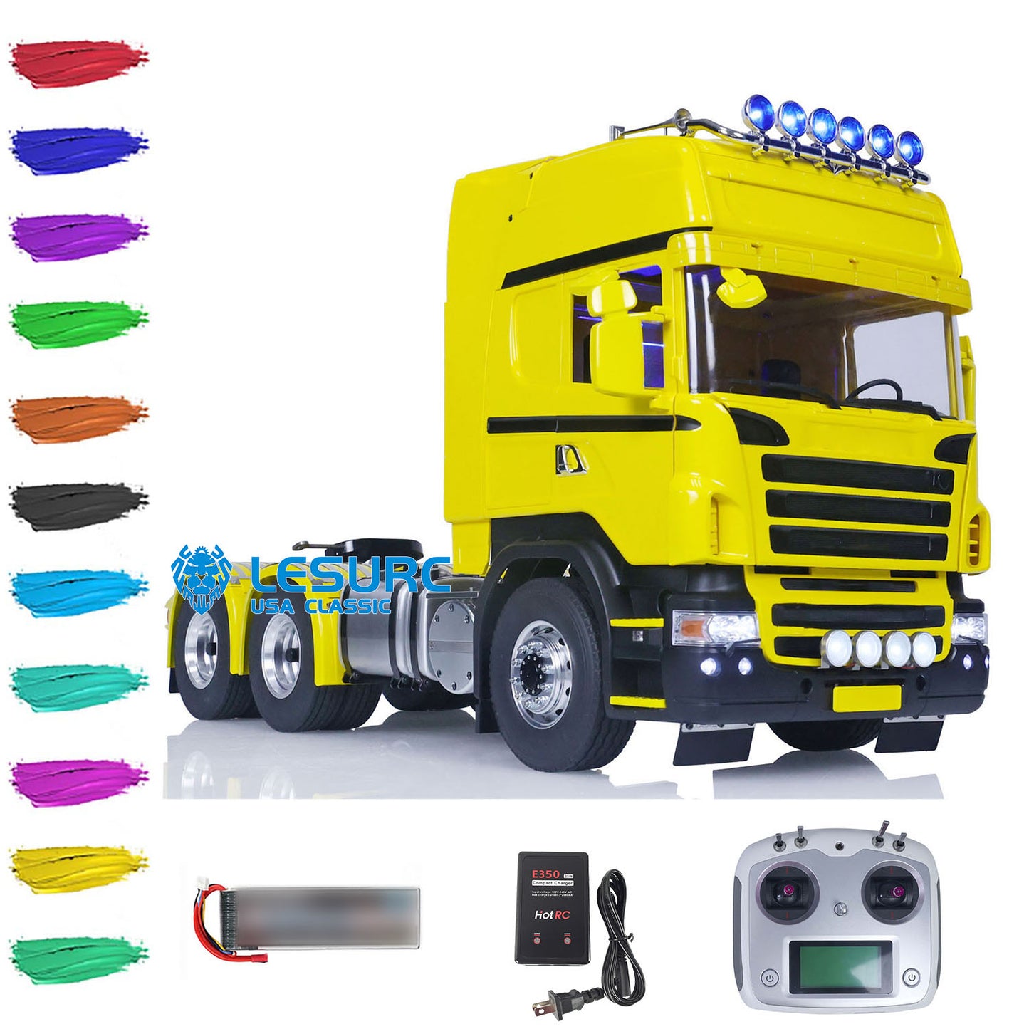 LESU 1/14 RC Tractor Truck DIY 6x6 Remote Control Constuction Vehicle Electric DIY Cars Painted Model Sound Light Various Version