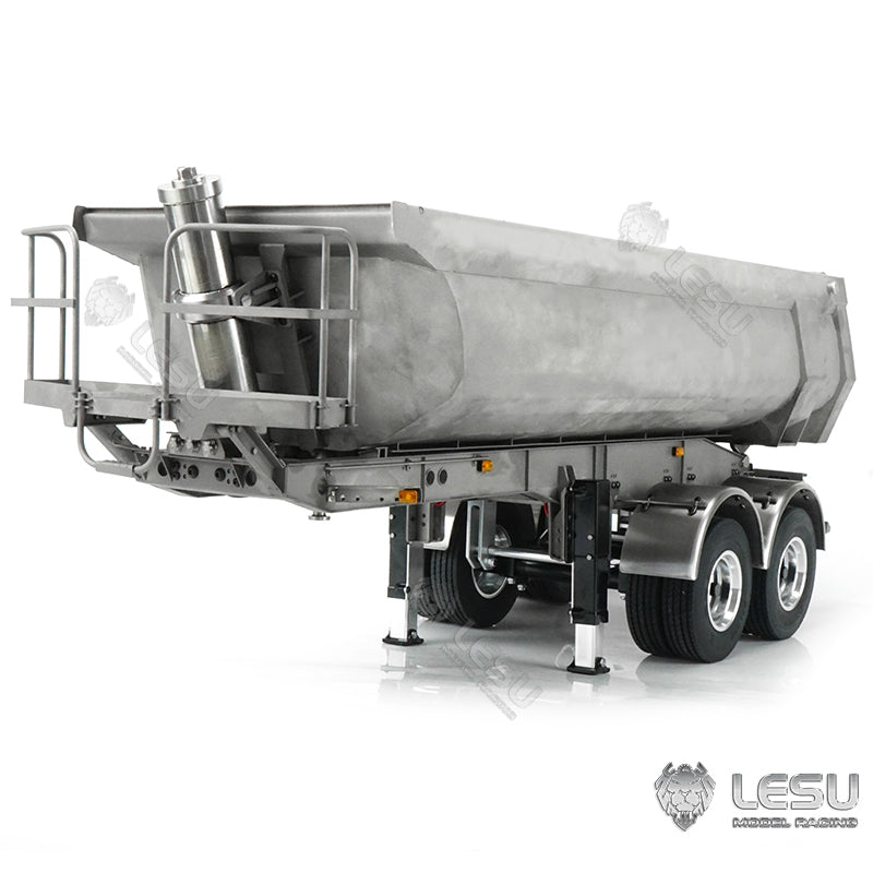 LESU 1/14 Metal Hydraulic Lifting Semi Trailer Dump Truck For Tractor Truck DIY RC Model With U Bucket A0006 Electric Legs