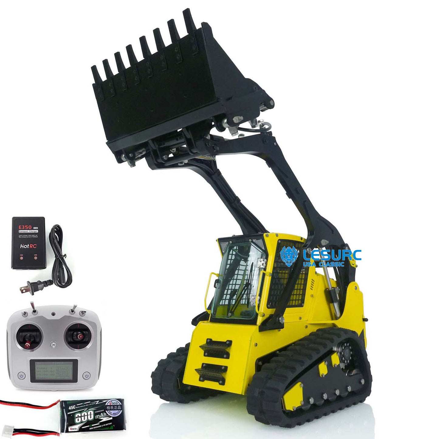 LESU Aoue LT5 1/14 Metal Hydraulic Tracked RC Skid-Steer Loader B0008 with I6S Radio Controller Light Sound System for Construction Vehicle Enthusiast