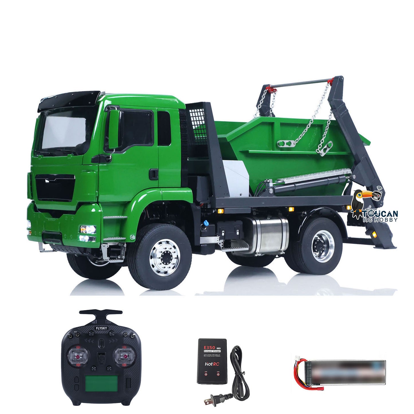 LESU Metal 1/14 RC Hydraulic Swing Arm Garbage Truck 4X4 Skip Loader RTR TGS Car Radio Control Emulated Vehicle Model 4CH 3Speed