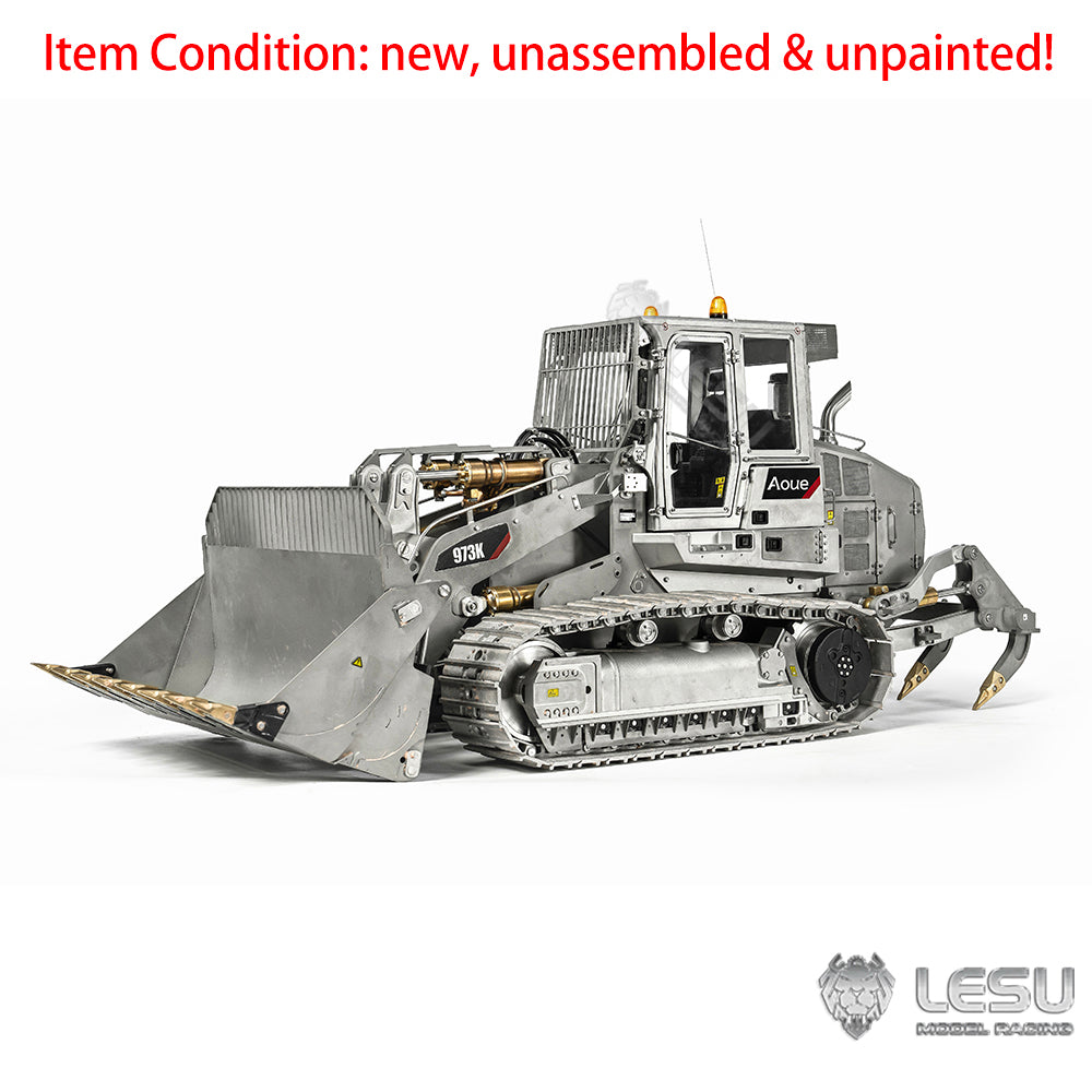 LESU 973K 1/14 Metal RC Hydraulic Loader B0024 with Rear Plow Openable Bucket Light Sound System for Construction Scale Model Builders