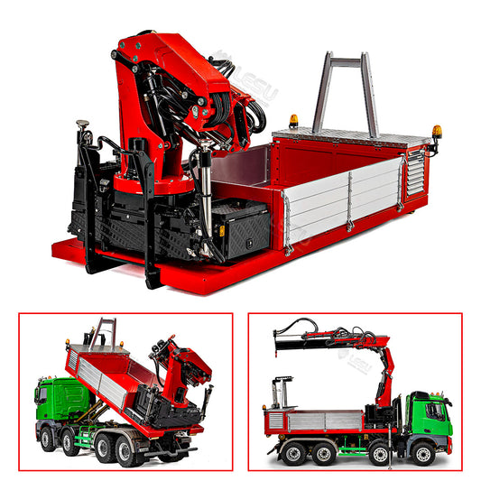 Metal Cargo Box Hydraulic Crane for LESU 1/14 Roll on Off Dumper Truck DIY  Tipper Model Emulated Vehicle 7CH Valve Pump Lights