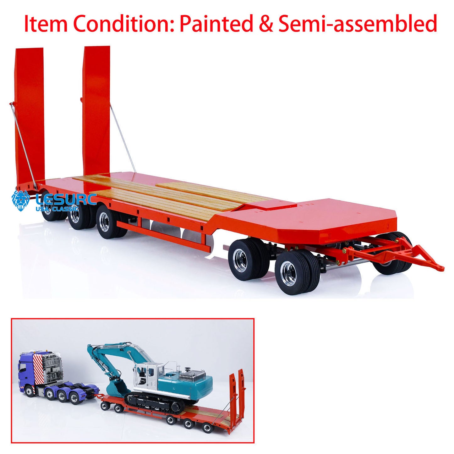 Metal Flatbed Trailer for LESU 1/14 RC Hydraulic Dumper Remote Controlled Truck Tipper Car Spare Parts DIY Painted