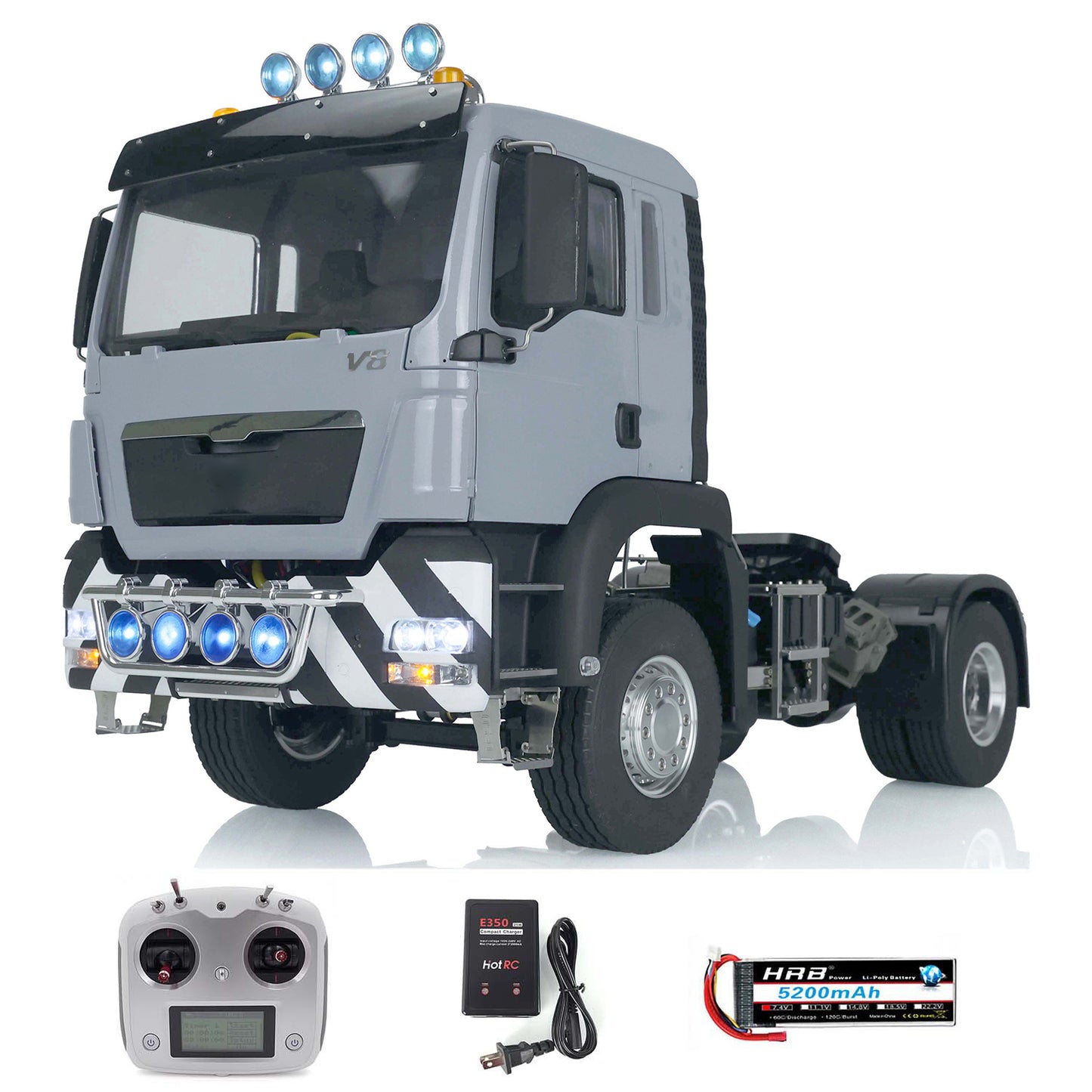 LESU 1/14 RC Tractor Truck for TGS 4x2 Remote Control Painted Car Metal Chassis W/ Motor Servo Warning Light Sound Light System