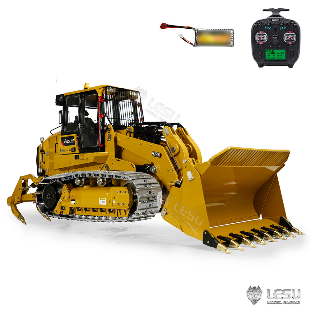 LESU 973K 1/14 Metal RC Hydraulic Loader B0024 with Flysky ST8 Radio Controller Light Sound System Openable Bucket Rear Plow for Outdoor Fun
