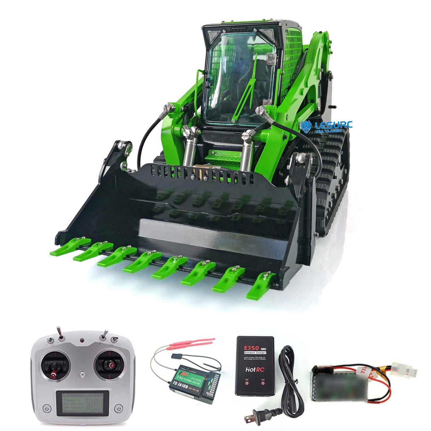 LESU 1/14 Metal Aoue-LT5 Tracked Skid-Steer Loder RC Hydraulic Construction Vehicle RTR Model Sound Light Battery Radio