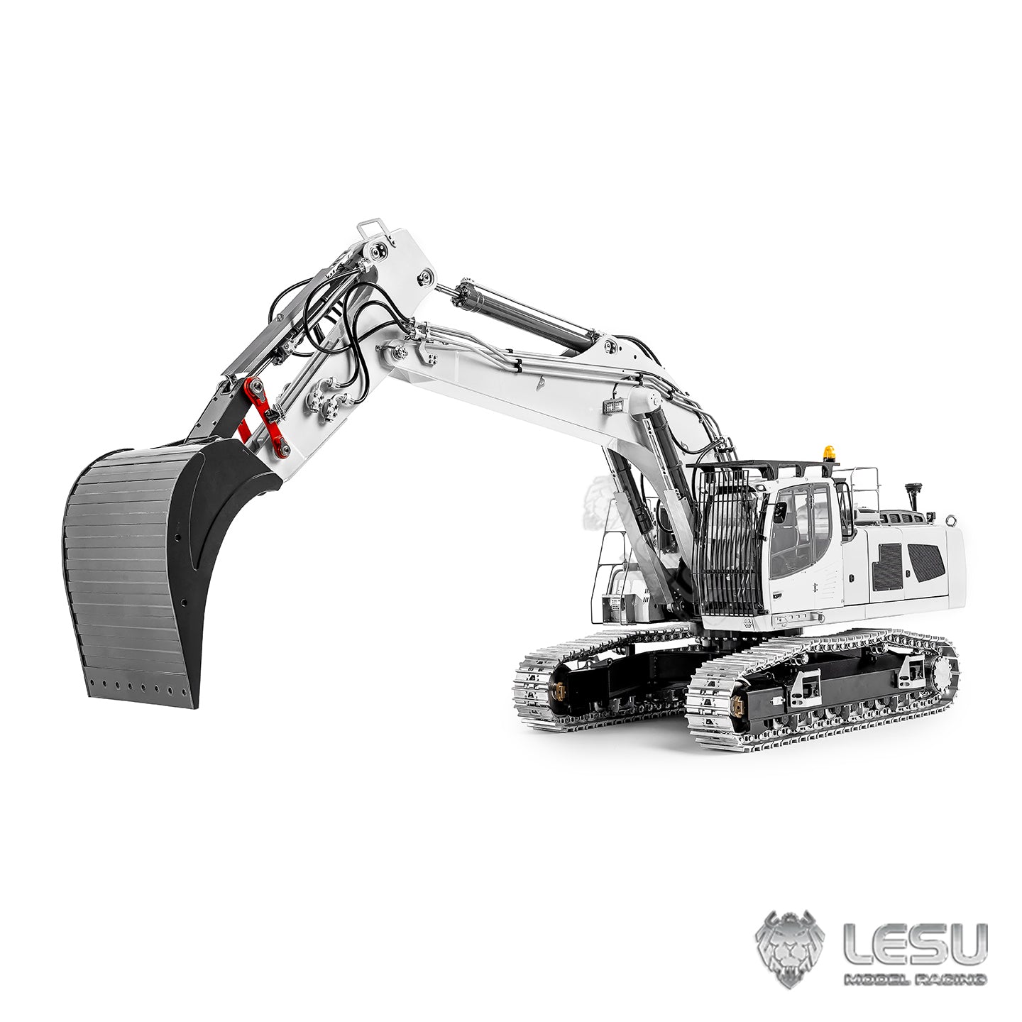 Metal LESU 1/14 RC Hydraulic Excavator 2 Arms LR956 Remote Control Digger Model 4MPA Dual Pumps Light 3S Battery PL18EV LITE