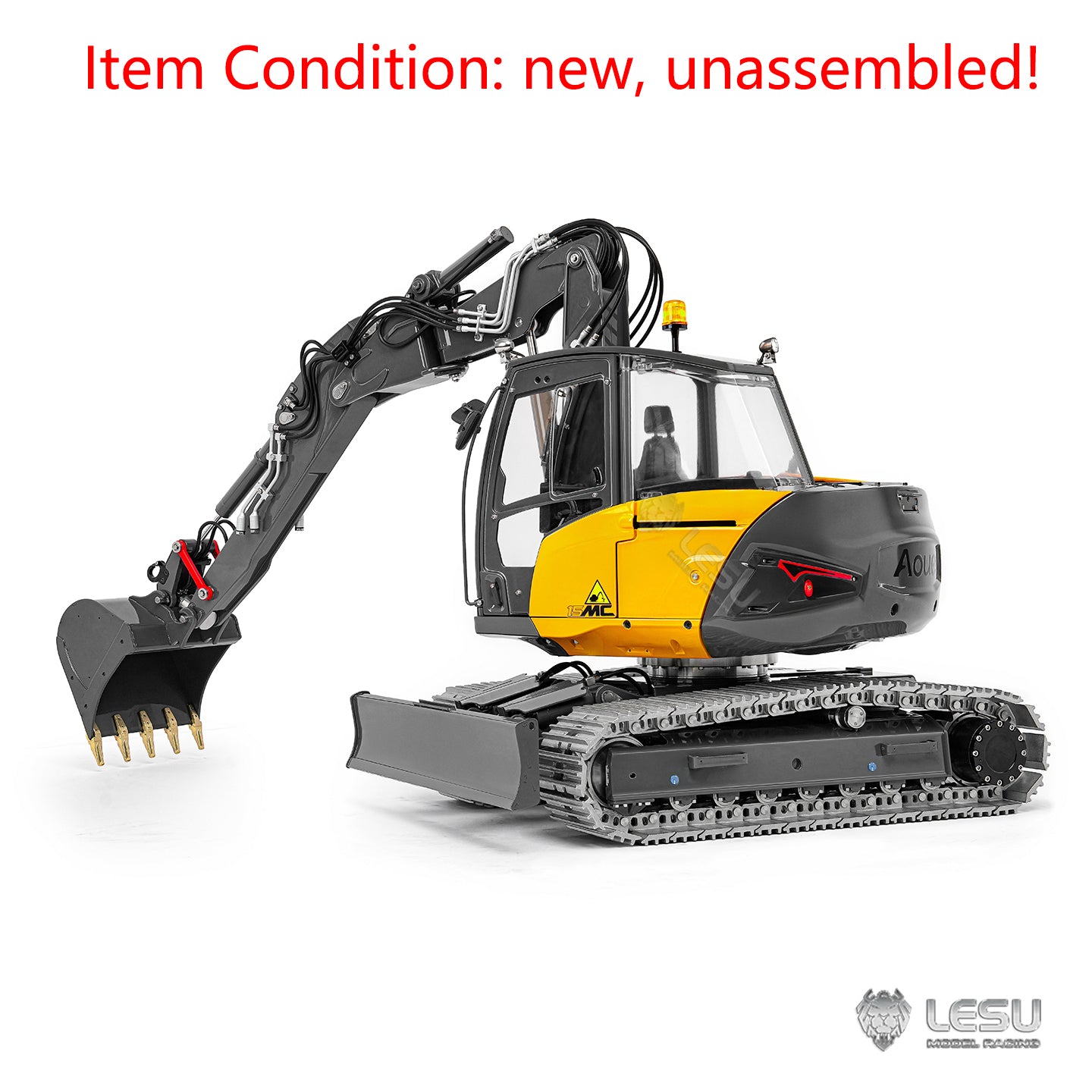 LESU MC15 4 Arms Metal 1/14 Hydraulic Remote Control Excavator KIT Model RC Digger Dual Pumps 9 Ways Valve Light Sound Motor
