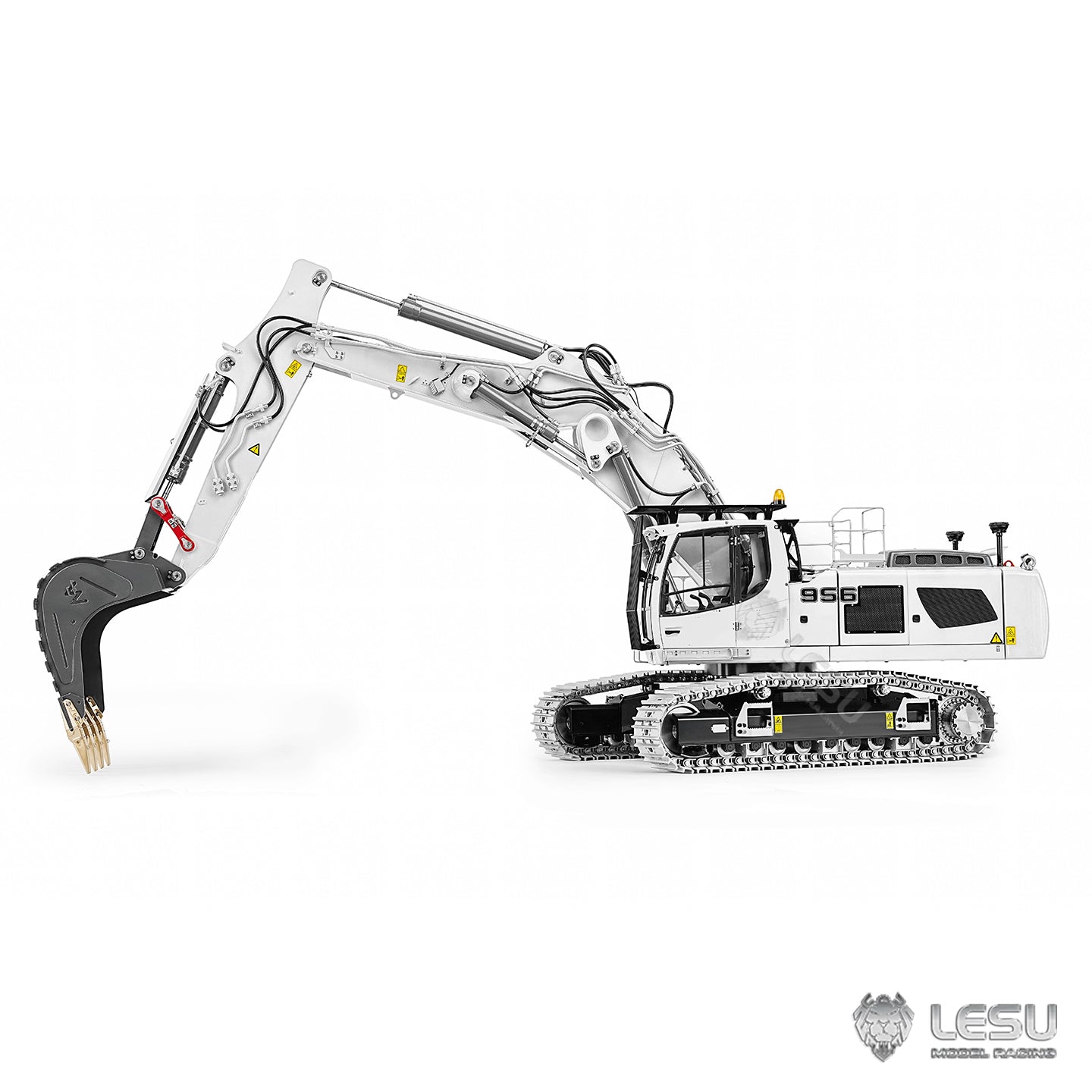 926MM Metal LESU 1/14 3 Arms RC Hydraulic Excavator LR956 Remote Control Digger Model Vehicle Dual Pump System 7CH Valve Light