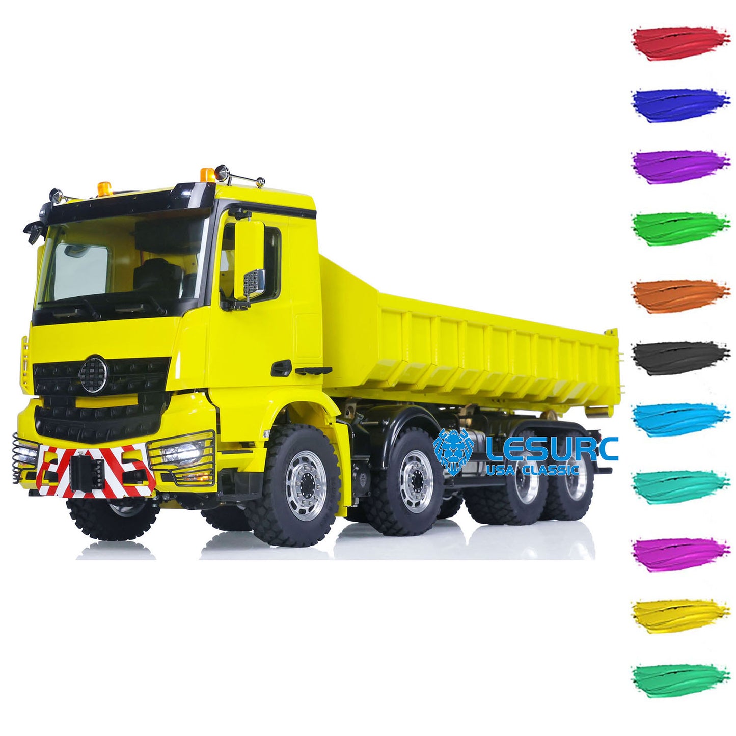 LESU Z0036 1/14 Metal 8x8 Hydraulic RC Roll On Off Dump Truck with 2 Speed Transmission Light Sound Hooks for Engineering Model Hobbyists