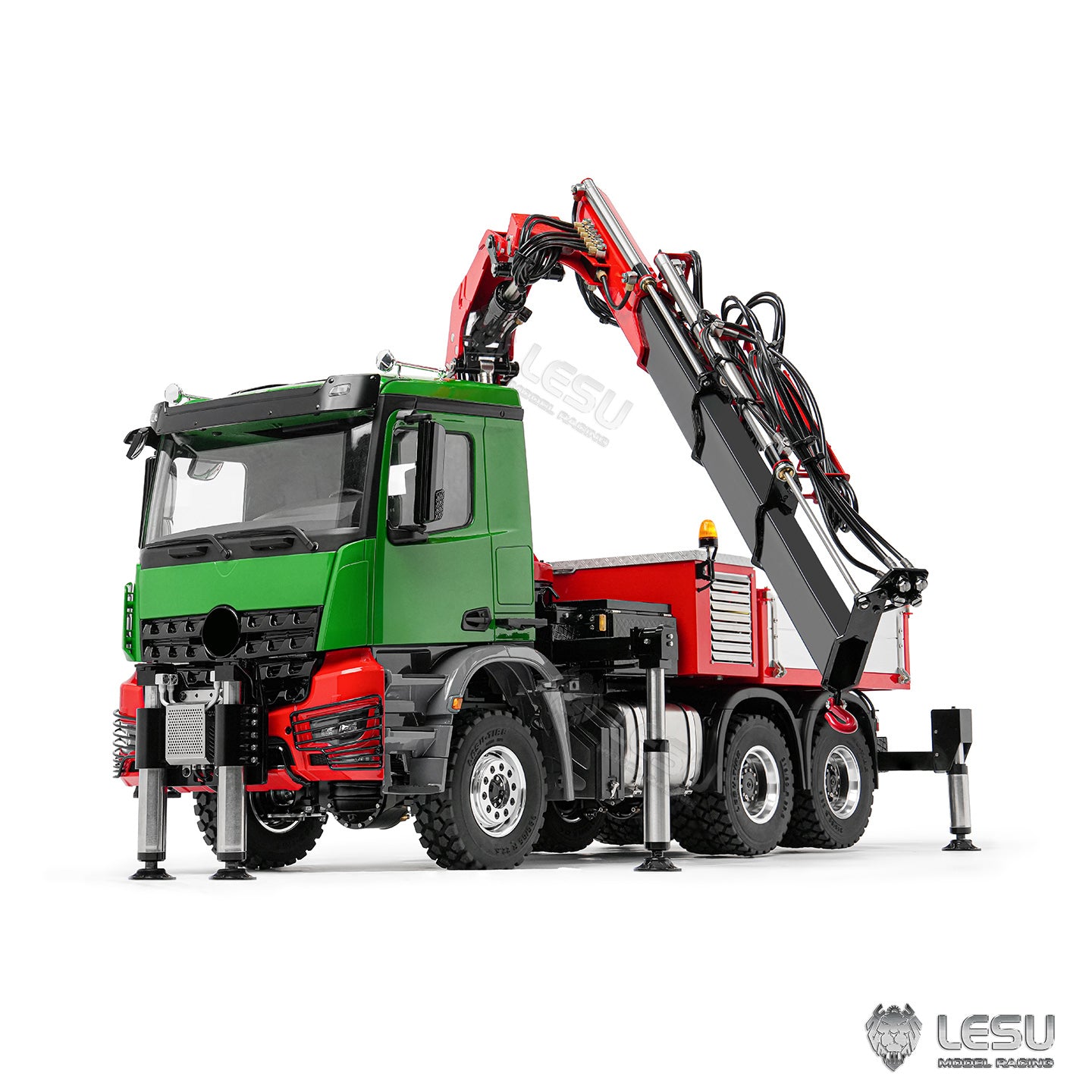 LESU 3363 1/14 Metal RC Hydraulic Crane Truck 8X8 Axle Diff Lock 3Speed Remote Control Lorry 7CH Valve 6 Outriggers Light Sound