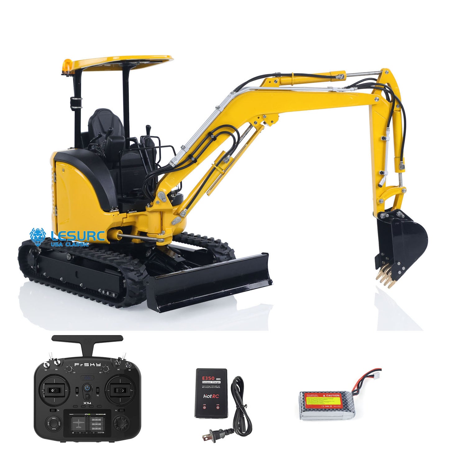 LESU PC30 1/14 Metal RC Hydraulic Excavator B0003 RTR 6CH Reversing Valve Mini Digger Brushless Rotary Drive Motor Sound & Light FrSky X14 Controller