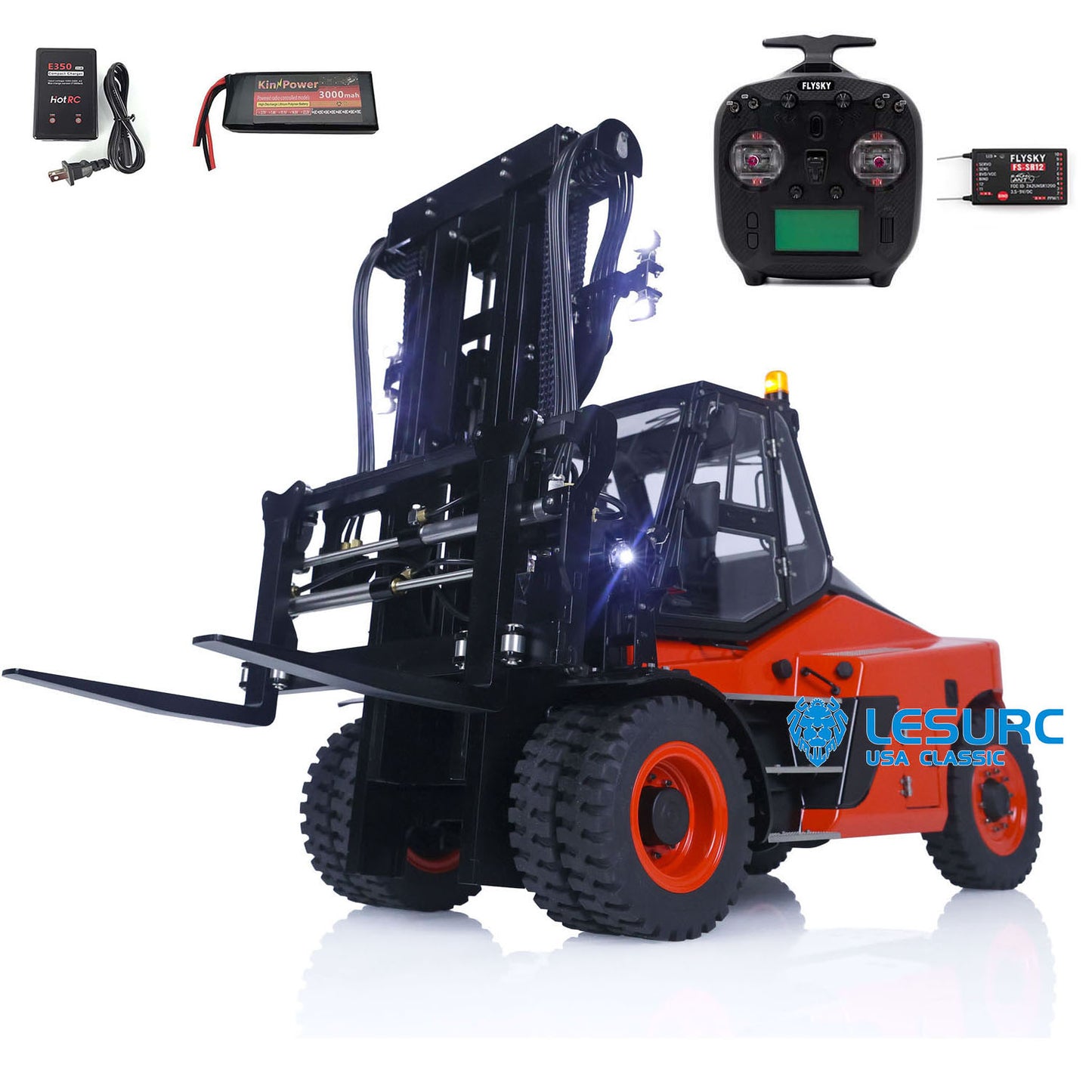 LESU AOUE LD160S 1/14 Metal Hydraulic RC Forklift FlySky ST8 Remote Controller and SR12 Receiver 6 Ways Reversing Valve Sound Light System
