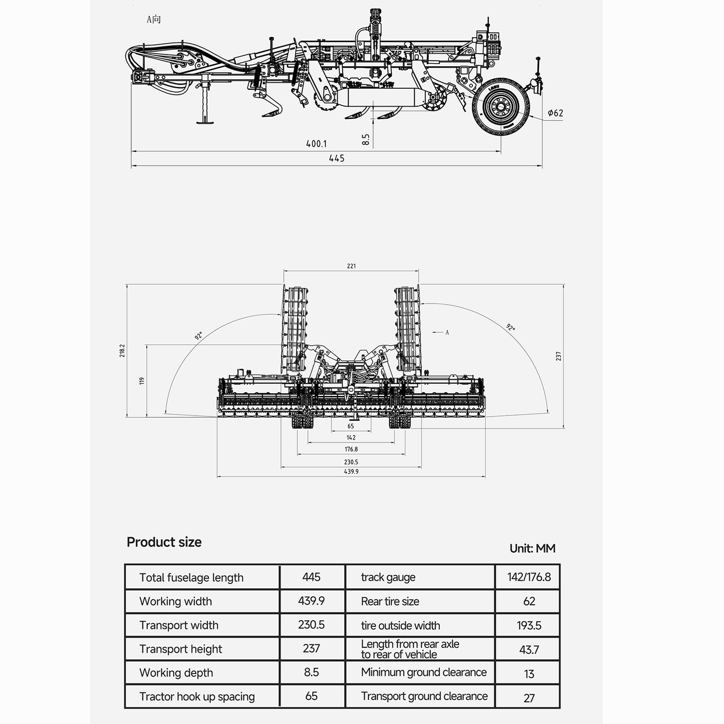 LESU Metal 4x4 1/14 RC Tractor Truck AOUE 1050 K500 Seedbed Pre-sowing Soil Preparation Planter Plough Hydraulic Agricultural Vehicles Frsky PL18EV Lite