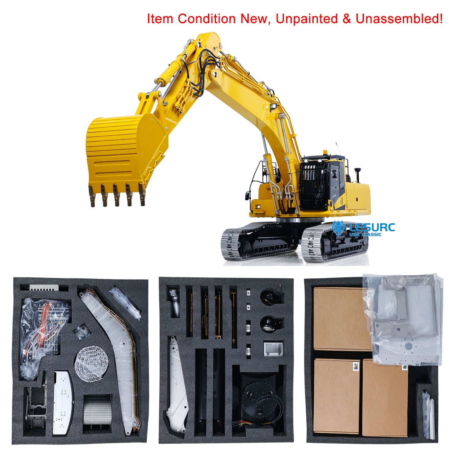 LIMITED-TIME SALE IN Stock LESU Aoue PC500 1/14 Metal RC Hydraulic Tracked Excavator KIT Painted RC Digger 7Ways Valve 3-4MPA Pump Light DIY Model