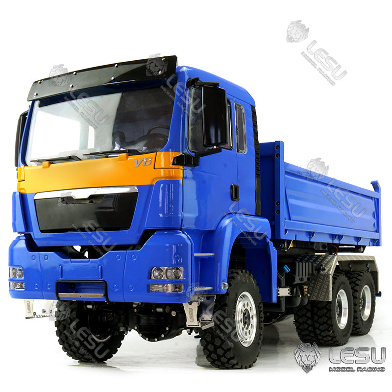 LESU 1/14 Scale Remote Controlled TGS Three-way Transmission Dumper Truck Hydraulic Model W/ Lights Sound System Motor ESC Cab