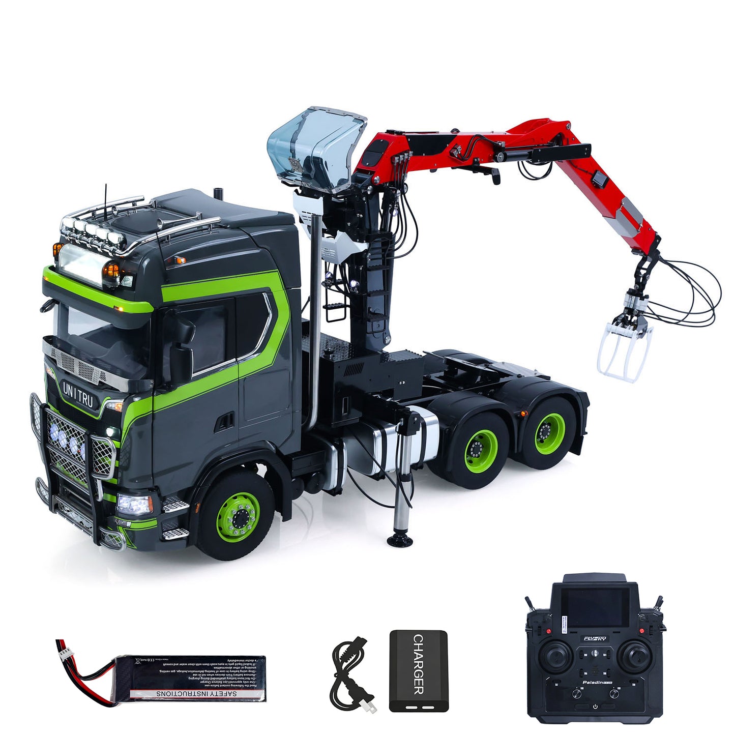 IN Stock Toucan Metal 6X6 Chassis 1/14 RC Tractor Truck 770S Hydraulic Crane DIY Lorry Electric Car Flysky PL18EVLite Remote Control Smoking